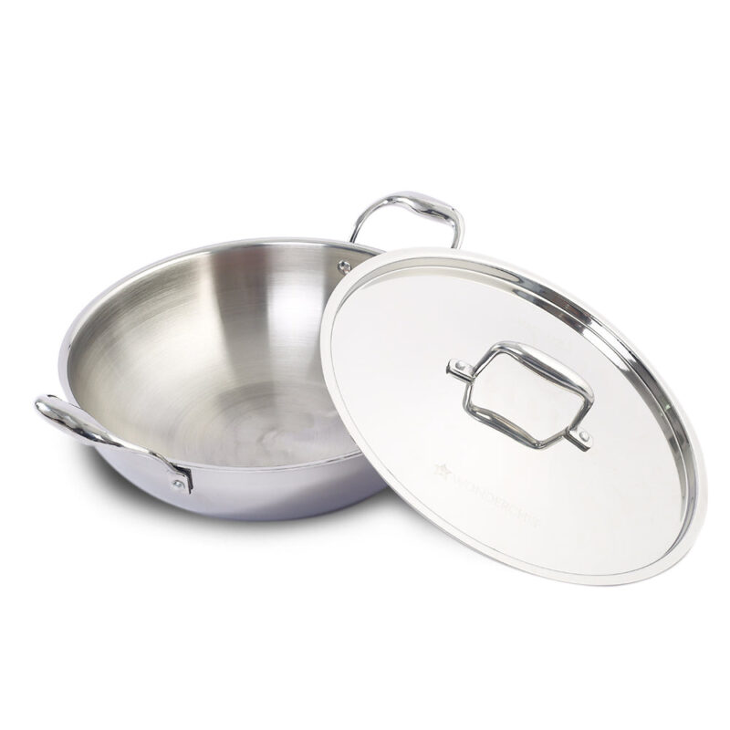 Nigella Tri-Ply Stainless Steel 28 cm Kadhai with Lid | 4.1 Litres | 2.6mm Thickness | Kadai with Induction base | Compatible with all cooktops | Riveted Cool-Touch Handle | 10 Year Warranty - Image 7