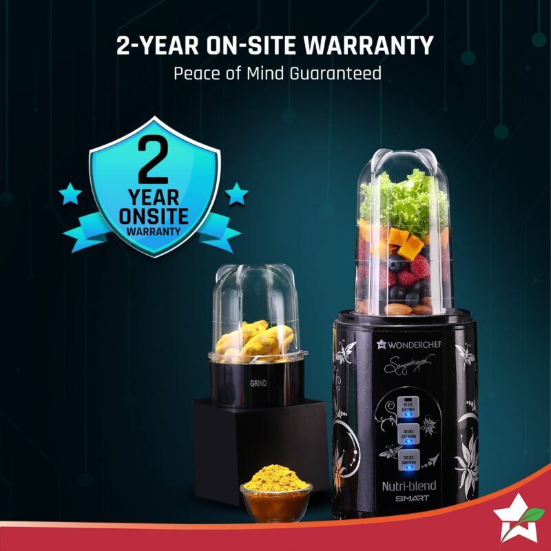 Nutri-blend SMART Automatic Mixer Grinder with Dual Pulse Function|22000 RPM|100% Full Copper Motor|2 Unbreakable Jars| 500 Watt| 2 Years Warranty| Recipe book by Chef Sanjeev Kapoor| Black - Image 2
