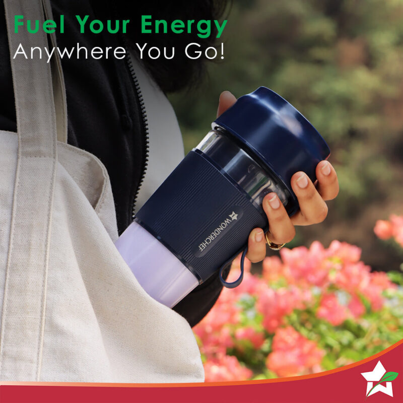 Nutri-Cup Portable Blender | USB Charging | Smoothie maker | SS Blades | Battery Operated Rechargeable Blender | 300ml | Compact Size | Blue - Image 3