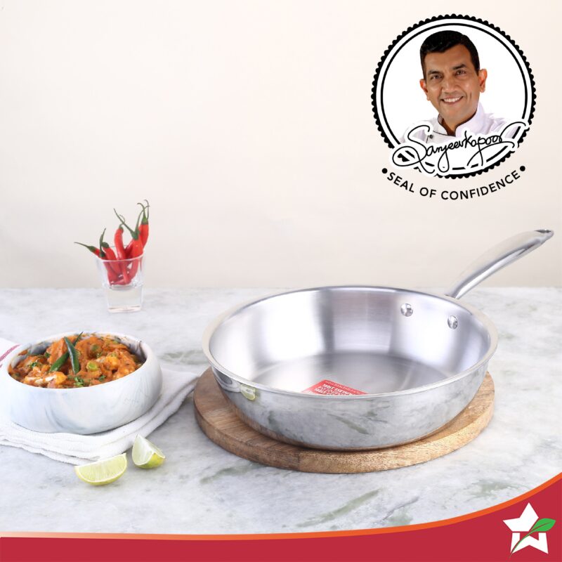 Nigella Tri-ply Stainless Steel 24 cm Fry Pan | 2 Litres | 2.5mm Thickness | With Induction base | Compatible with all cooktops | Riveted Cool-Touch Handle | 10 Year Warranty - Image 3