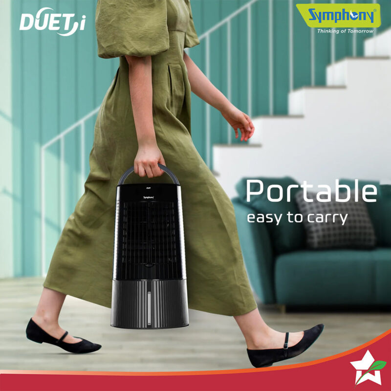 Symphony Duet-i | Kitchen Cooling Fan | Touchscreen Control | Honeycomb Cooling Pad | Low Noise Fan | Water level Indicator | Moodlight and Ice-water Chamber | Black - Image 3
