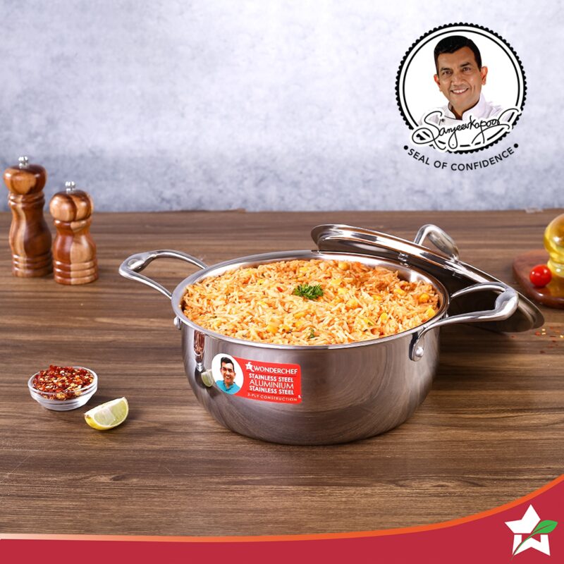 Nigella Tri-ply Stainless Steel 20 cm Casserole | 3 Litres | 2.6mm Thickness | Induction base | Compatible with all cooktops | Riveted Cool-Touch Handle | 10 Year Warranty - Image 3