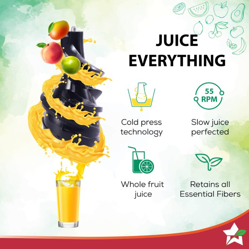 Regalia Full Fruit Cold Press Slow Juicer | 55 RPM Slow Juicer Retains Higher Nutrients | 240W powerful DC motor | Easy to Clean | 5-Year Motor Warranty - Image 2