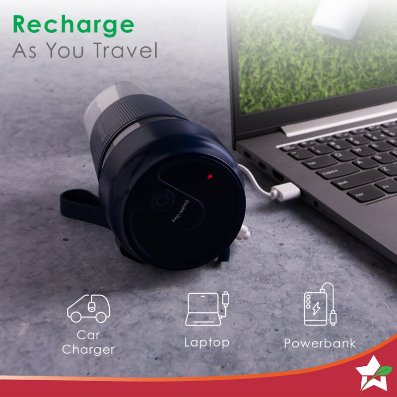 Nutri-Cup Portable Blender | USB Charging | Smoothie maker | SS Blades | Battery Operated Rechargeable Blender | 300ml | Compact Size | Blue - Image 4