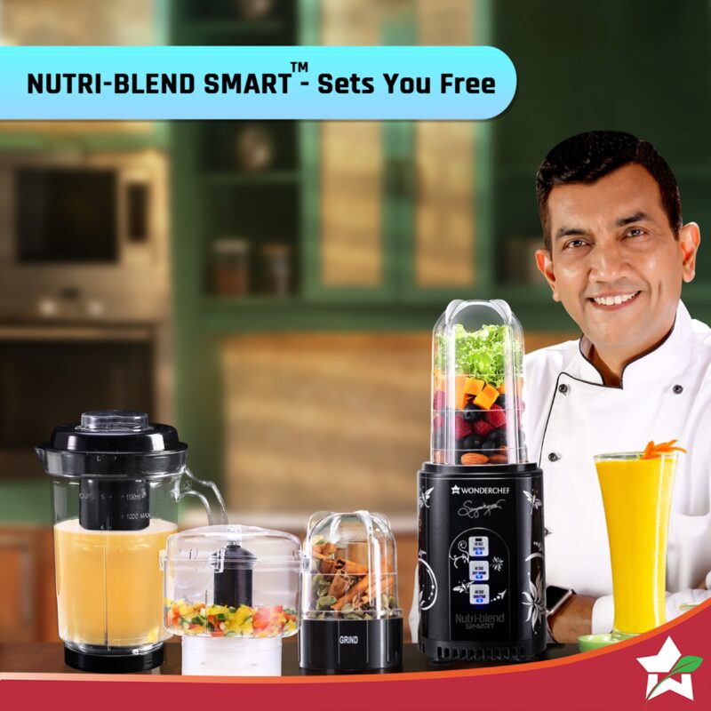 Nutri Blend Smart CKM Automatic Mixer Grinder with Dual Pulse Function|22000 RPM|100% Full Copper Motor|2 Unbreakable Jars|500 W|2 Years Warranty|Recipe book by Chef Sanjeev Kapoor| Black - Image 3