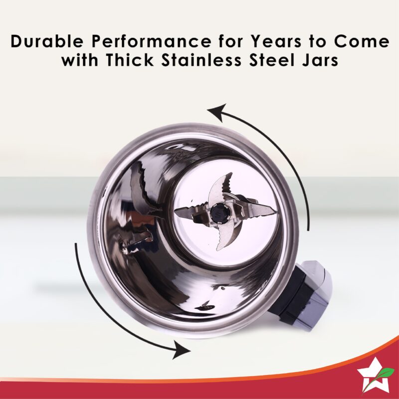 Galaxy Mixer Grinder 750W 100% Copper Motor, 4 Stainless Steel Jars, Black & Grey, 5 Years Warranty - Image 3