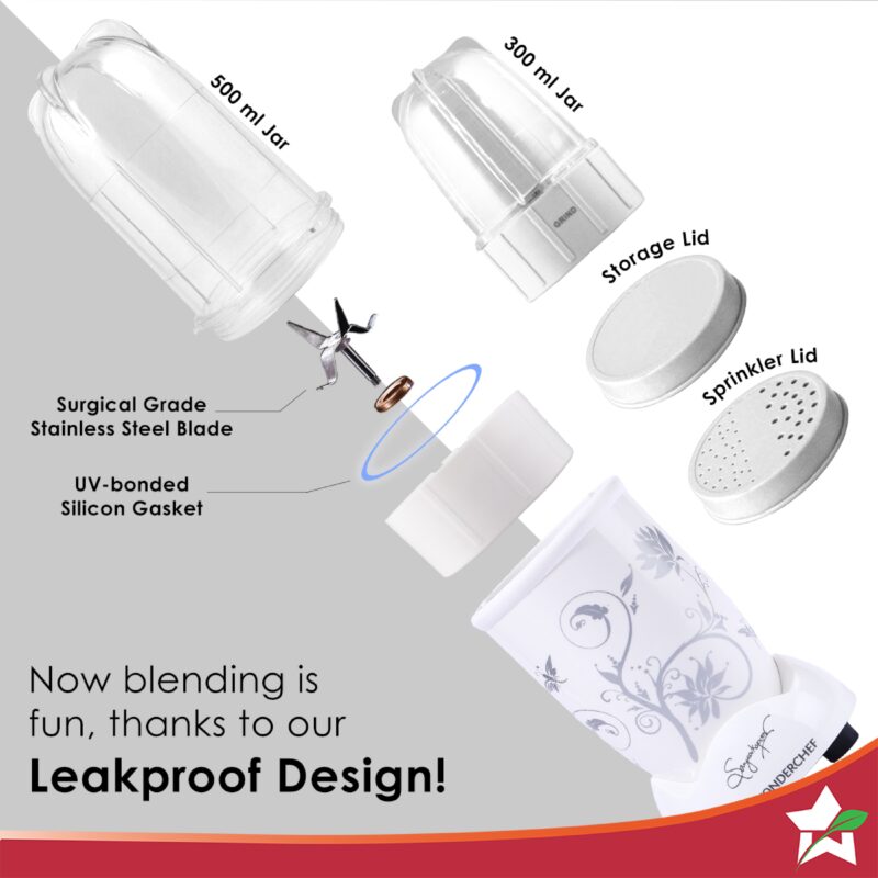 Nutri-blend, 400W, 22000 RPM 100% Full Copper Motor, Mixer-Grinder, Blender, SS Blades, 2 unbreakable Jars, 2 Years warranty, White, Recipe Book By Chef Sanjeev Kapoor - Image 4