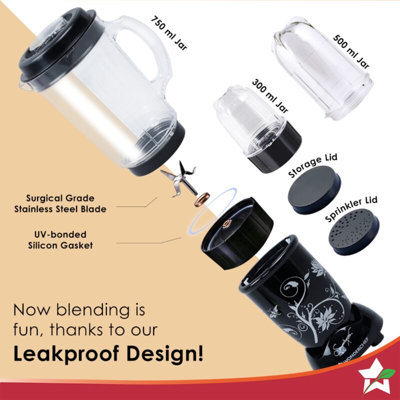 Nutri-blend Juicer, Mixer, Grinder, Blender & Smoothie Maker | 500W 22000 RPM 100% Full Copper Motor | Stainless steel Blades | 3 unbreakable jars | 2 Years warranty | Recipe book by Chef Sanjeev Kapoor | Black - Image 3