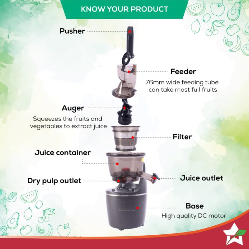 Regalia Full Fruit Cold Press Slow Juicer | 55 RPM Slow Juicer Retains Higher Nutrients | 240W powerful DC motor | Easy to Clean | 5-Year Motor Warranty - Image 4