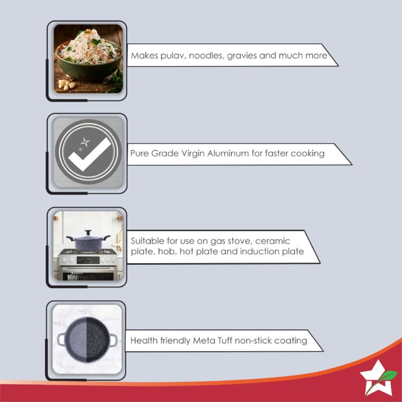 Graphite 24 cm Casserole with Lid, 3 Years Warranty - Image 3