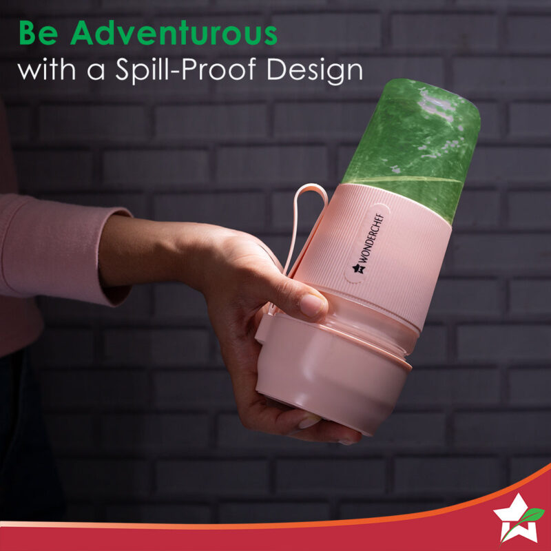 Nutri-Cup Portable Blender | USB Charging | Smoothie maker | SS Blades | Battery Operated Rechargeable Blender | 300ml | Compact Size | Pink - Image 4