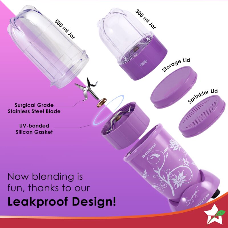 Nutri Blend Orchid, 22000 RPM 100% Full Copper Motor, 2 Unbreakable Jars, 400 W, 2 Years Warranty, Recipe book by Chef Sanjeev Kapoor, Orchid - Image 5