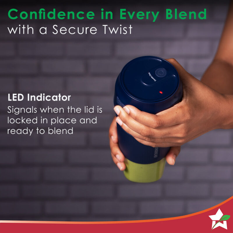 Nutri-Cup Portable Blender | USB Charging | Smoothie maker | SS Blades | Battery Operated Rechargeable Blender | 300ml | Compact Size | Blue - Image 6