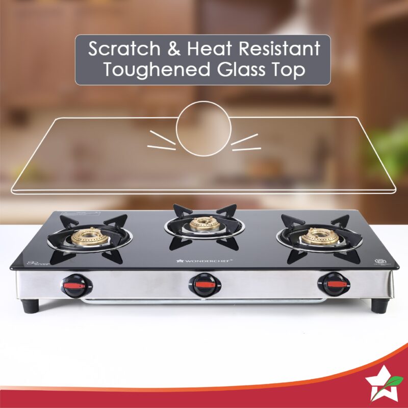 Galaxy 3 Burner Auto Cooktop | 6mm Toughened Glass | Piezo Auto Ignition | 2 Years Warranty - Image 5