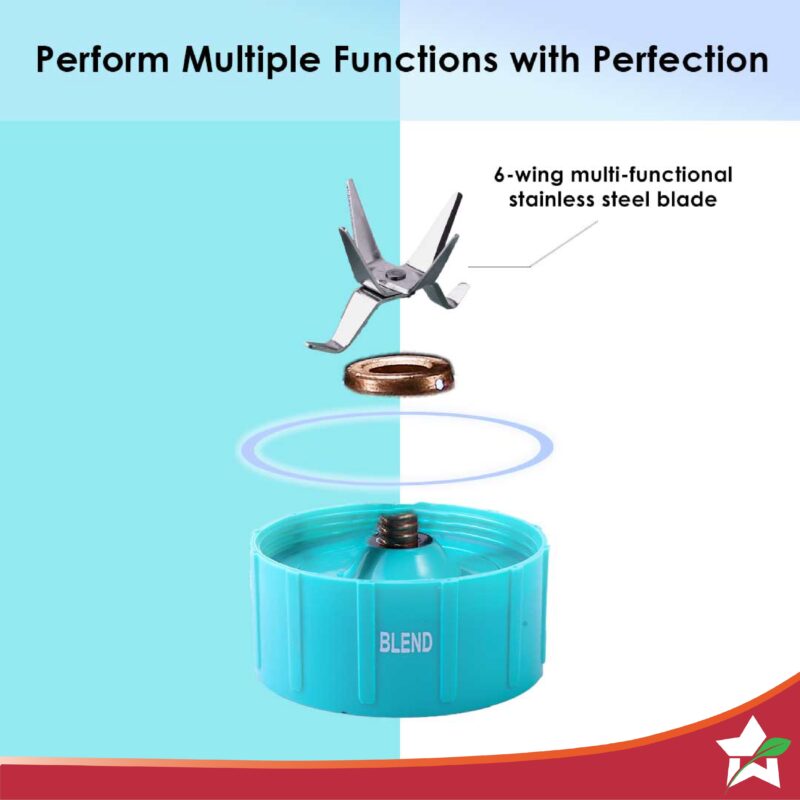 Nutri-blend GO, 22000 RPM 100% Full Copper Motor, 1 Unbreakable Jar, 400 W, 2 Years Warranty, Recipe book by Chef Sanjeev Kapoor, Mint - Image 5