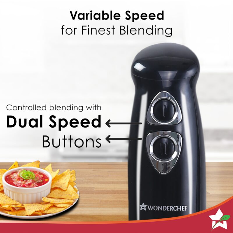 Prima Electric 180 W Hand Blender I Portable | Compact Easy Grip Body I Single Push Button Operation | Sharp Food Grade Anti Rust Stainless Steel Blades | Make Puree, Baby Food, Soup, Smoothie | Detachable Stainless Steel Shaft | 2 Years Warranty | Black - Image 5