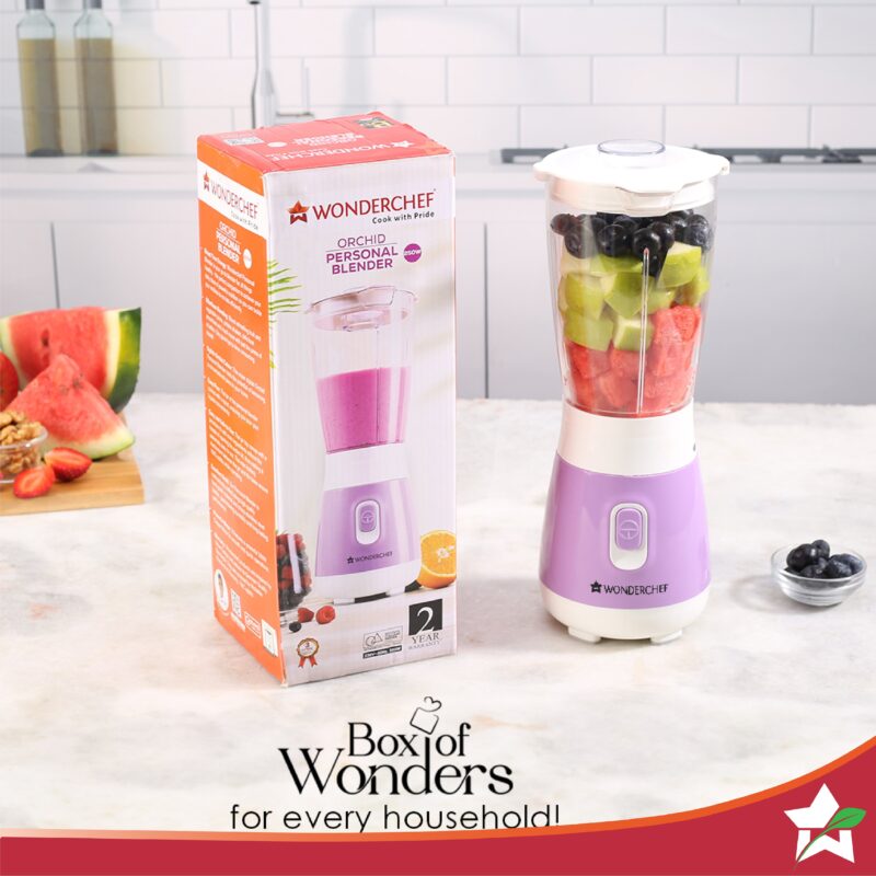 Orchid Personal Blender, 250W Copper Motor, 600ml Transparent Jar, Stainless Steel Blades for Perfect Blending, Hassle Free Blending of Fruits & Vegetable Juices, Protein Shakes, Smoothies - Image 5