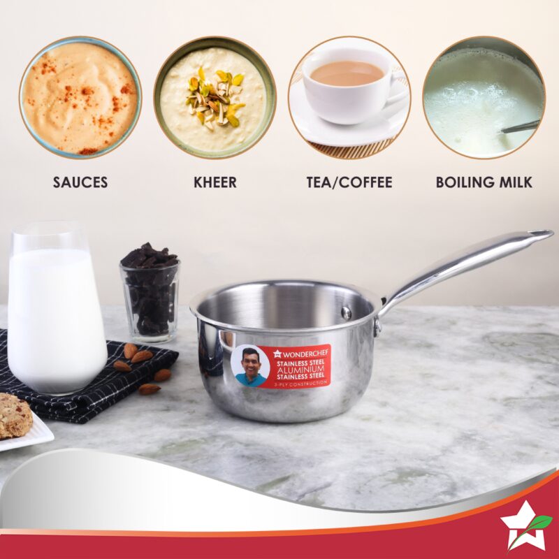 Nigella Tri-Ply 18 cm Sauce Pan | 2.2 Liters | 2.5 mm Thickness | Silver | 10 Years Warranty - Image 6