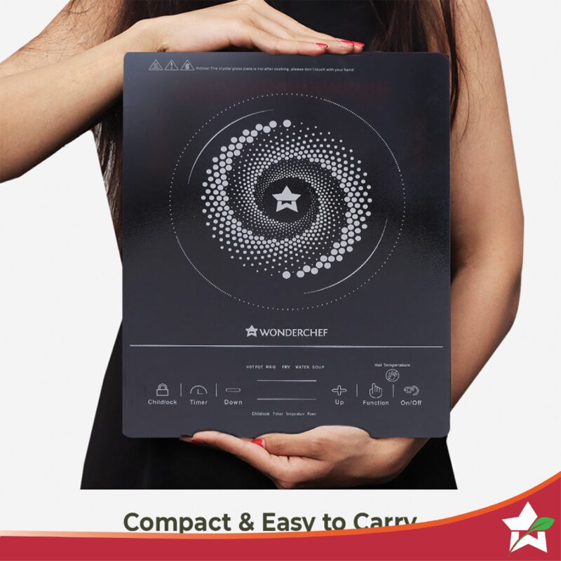 Wonderchef Renewed Easy Cook Hot Plate Infrared Cooktop with Feather Touch Control & Child Lock Feature | 2000 Watt Induction Cooktop | Crystal Glass Top Surface | LED Digital Panel | Smart Touch Buttons - Image 7