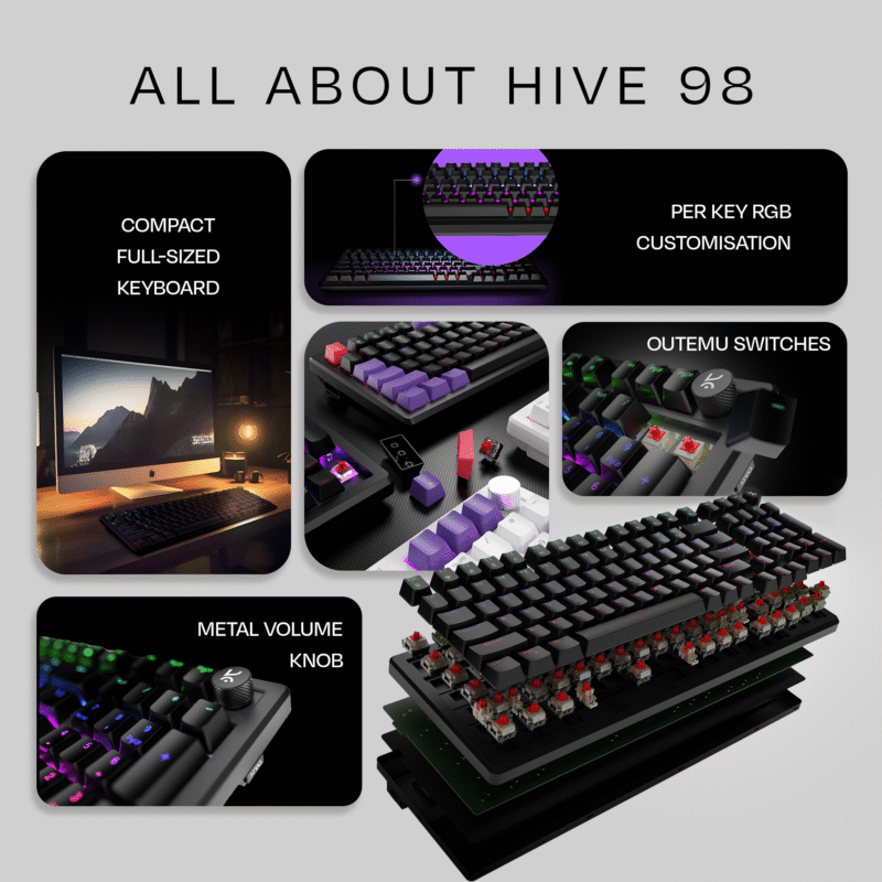 Hive Full-Size All Black Wired Gaming Keyboard - Image 7