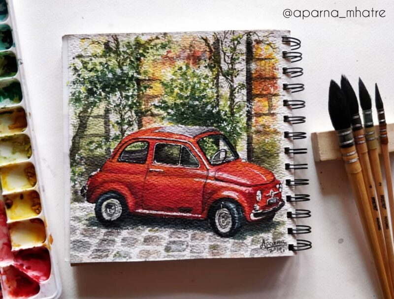 BRUSTRO Artist's Natural Hair MOP Brush | Set of 4 - (0, 2, 4, 8) | Ideal for Watercolor, Synthetic, Blend, Round Paint Brush, Art Painting, Colour, Gouache, Wooden Handle, Professional and Students - Image 4