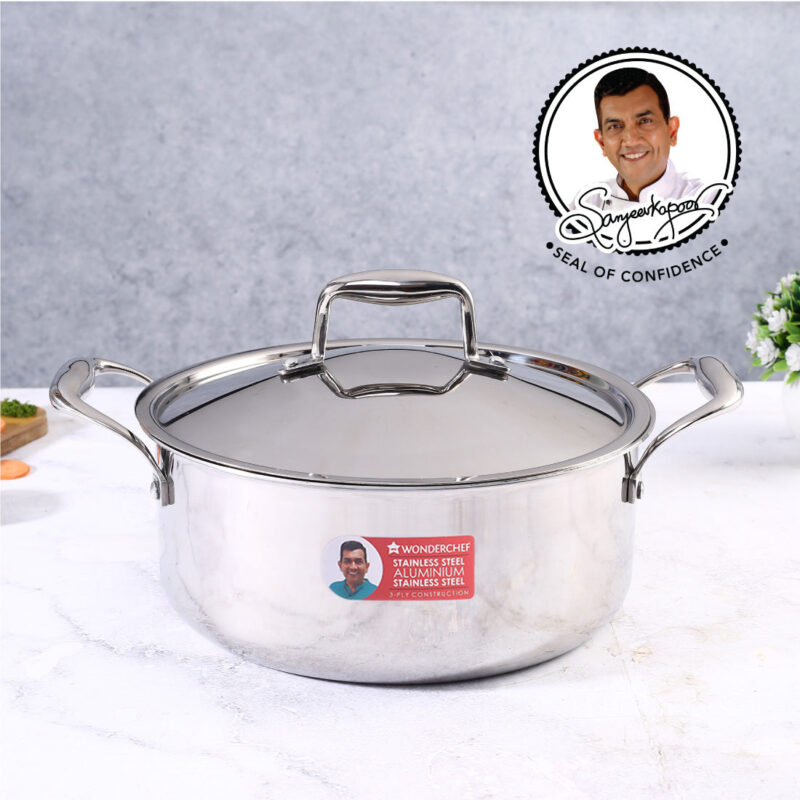 Nigella Tri-ply Stainless Steel 24 cm Casserole | 4.8 Litres | 2.6mm Thickness | Induction base | Compatible with all cooktops | Riveted Cool-Touch Handle | 10 Year Warranty - Image 7
