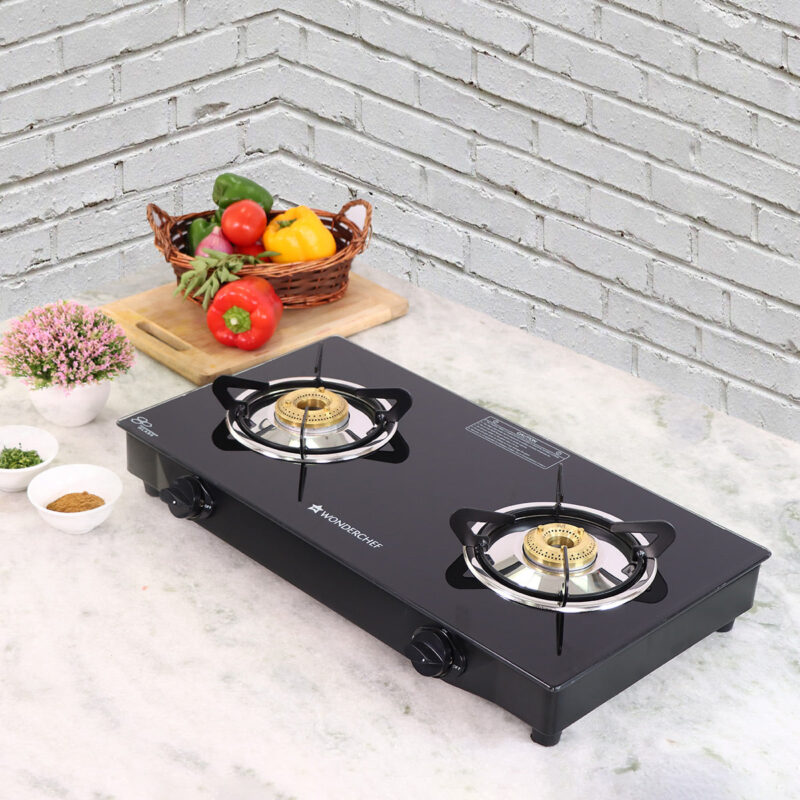 Glory 2 Burner Glass Cooktop, Stainless Steel Drip Tray, Black Toughened Glass with 2 Year Warranty,  Manual Ignition Gas Stove - Image 5