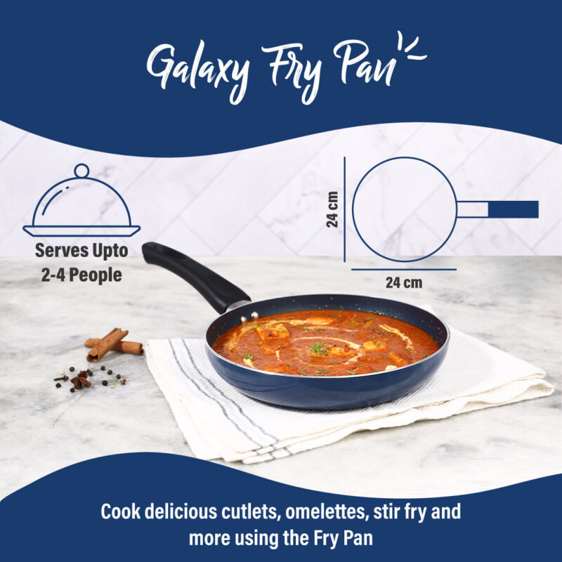 Galaxy Fry Pan 24 cm, 1.3 litres, Midnight Blue, 2 Years Warranty - Image 2