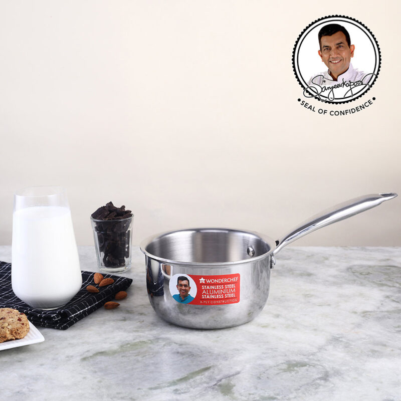 Nigella Tri-ply Stainless Steel 16 cm Sauce Pan | 1.5 Liters | 2.6mm Thickness | Silver - Image 8