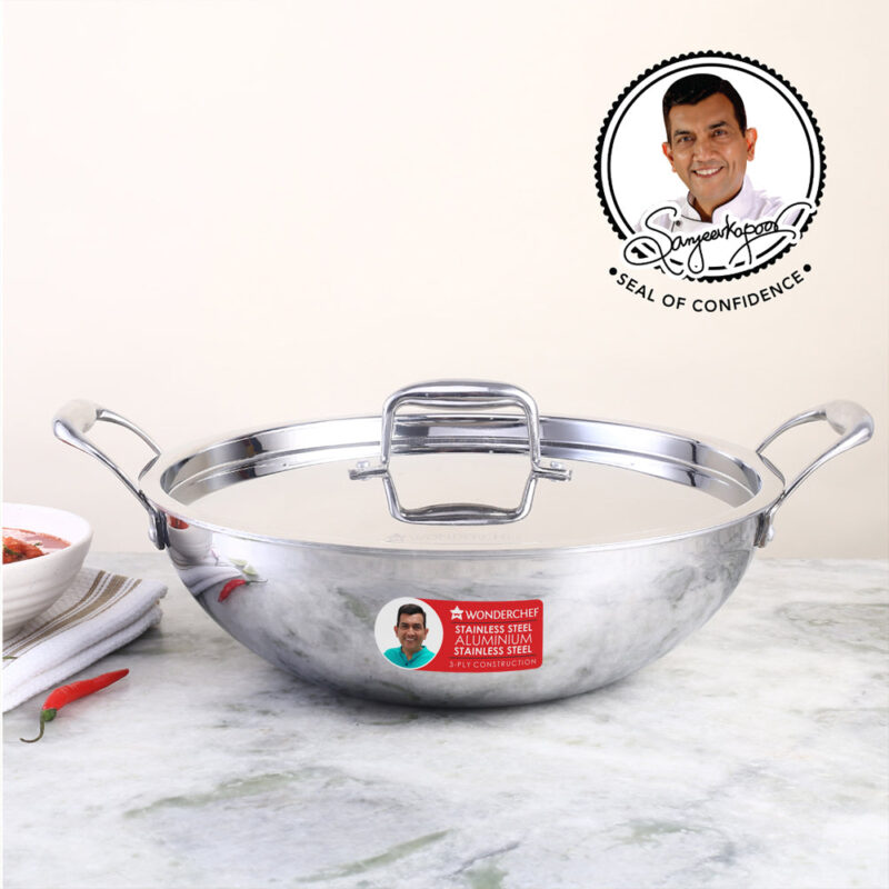 Nigella Tri-ply Stainless Steel 20 cm Kadhai with Lid | 1.5 Litres | 2.6mm Thickness | Kadhai with Induction base | Compatible with all cooktops | Riveted Cool-Touch Handle | 10 Year Warranty - Image 6