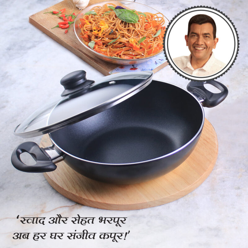 Ultra 24 cm Aluminium Non-Stick Wok | 2.7 L| Induction base| Meta-Tuff non-stick coating | Ideal for saute, roasting and healthy cooking| Black - Image 7