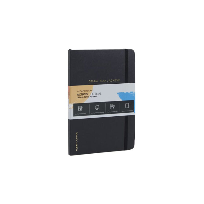 Mypaperclip Activity Journal, Featuring Monthly Habit Tracker, Monthly Affirmation Page And Fun Games & Puzzles - Reuled-Activity_Journal_R-Black