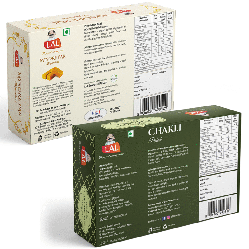 Mysore Pak Signature 400g and Chakli Palak 250g