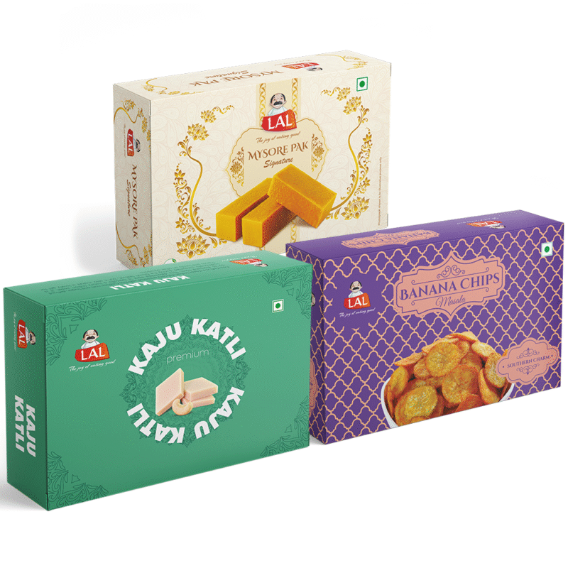 Mysore pak signature 400g, Banana chips masala 250g and Kaju katli 400g - Image 2