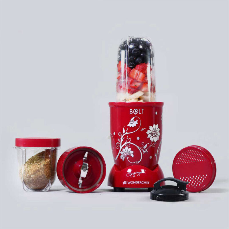 Nutri-blend BOLT-600W Mixer-Grinder, Stronger & Swifter with Sipper Lid, 22000RPM 100% Full Copper Motor, 2 Unbreakable Jars, Sharper Steel Blades, 2 Years Warranty, Red, Recipe Book By Chef Sanjeev Kapoor - Image 7