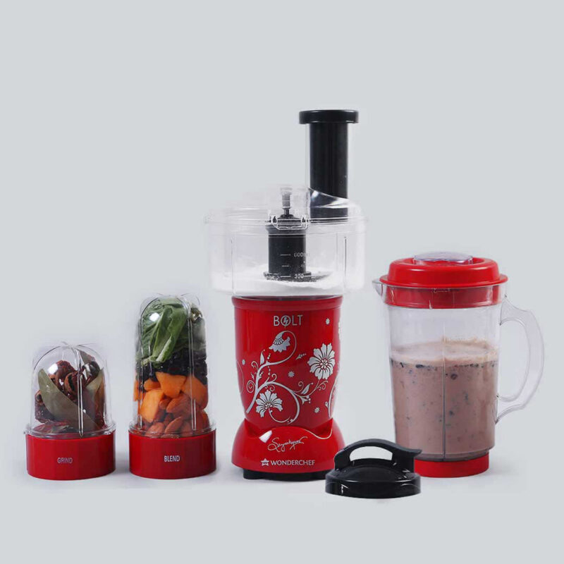 Nutri-blend BOLT-600W Mixer With Food Processor & Atta Kneader, Stronger & Swifter With Sipper Lid, 22000RPM 100% Full Copper Motor, 4 Unbreakable Jars, Sharper Steel Blades, 2 Yrs Warranty, Red, Recipe Book By Chef Sanjeev Kapoor - Image 8