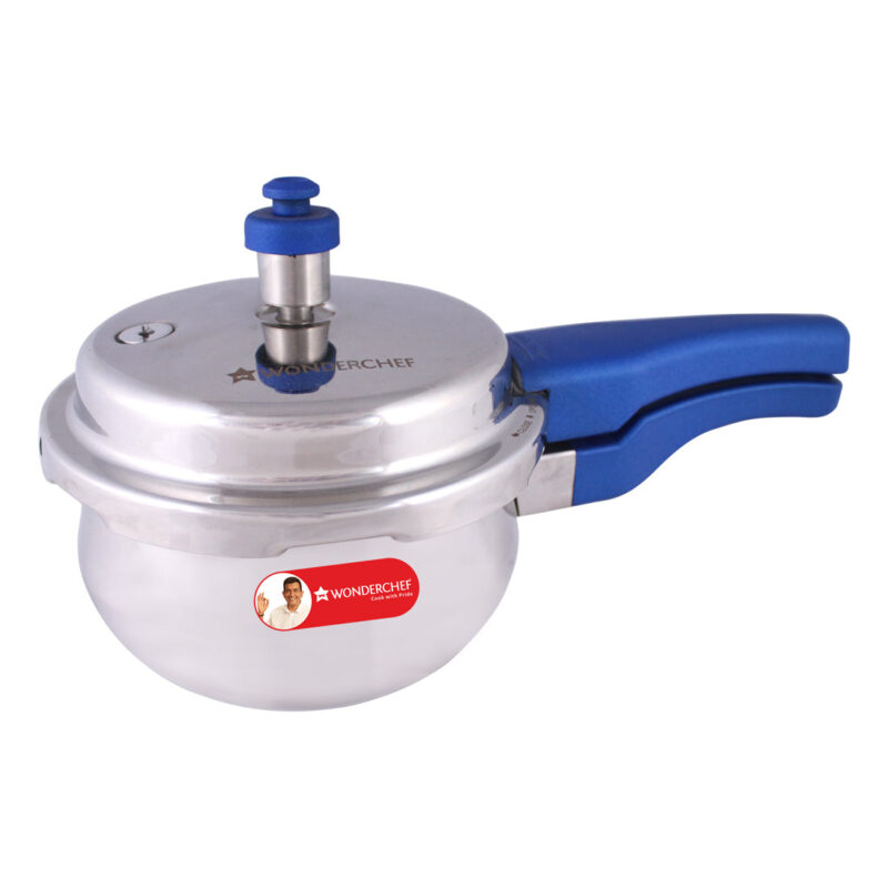 Nigella Induction Base 3.5L Stainless Steel Handi Pressure Cooker with Outer Lid, Blue Handle - Image 6