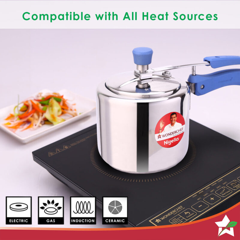 Nigella Stainless Steel 3L Inner Lid Pressure Cooker | 6mm thick bottom | Soft Touch Handles | Induction Friendly | Silver - Image 3