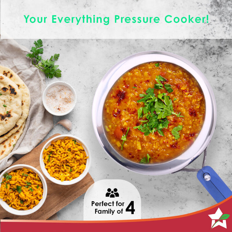 Nigella Stainless Steel 3L Inner Lid Pressure Cooker | 6mm thick bottom | Soft Touch Handles | Induction Friendly | Silver - Image 4