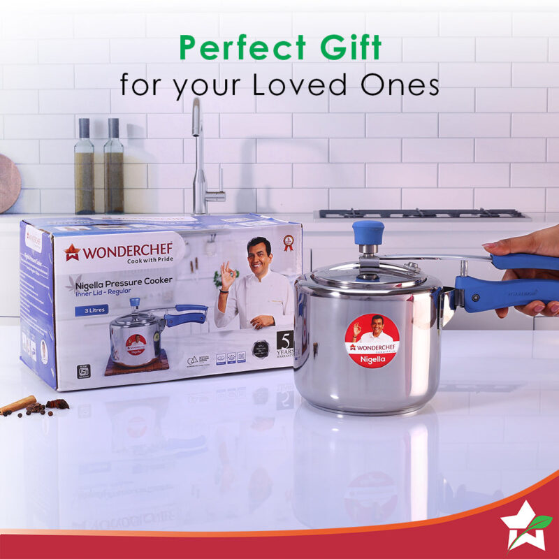 Nigella Stainless Steel 3L Inner Lid Pressure Cooker | 6mm thick bottom | Soft Touch Handles | Induction Friendly | Silver - Image 5