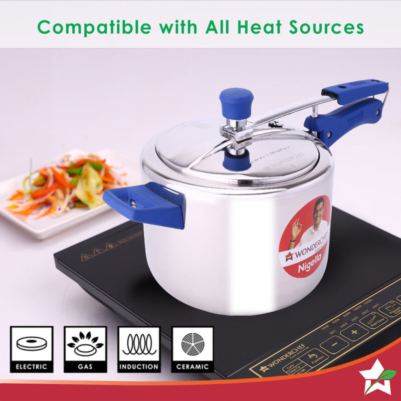 Nigella Inner Lid 5L Stainless Steel Pressure cooker, Gas Stove & Induction Friendly, Silver, 5 year warranty , ISI Certified - Image 2