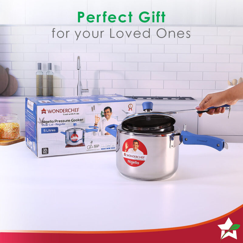 Nigella Inner Lid 5L Stainless Steel Pressure cooker, Gas Stove & Induction Friendly, Silver, 5 year warranty , ISI Certified - Image 6