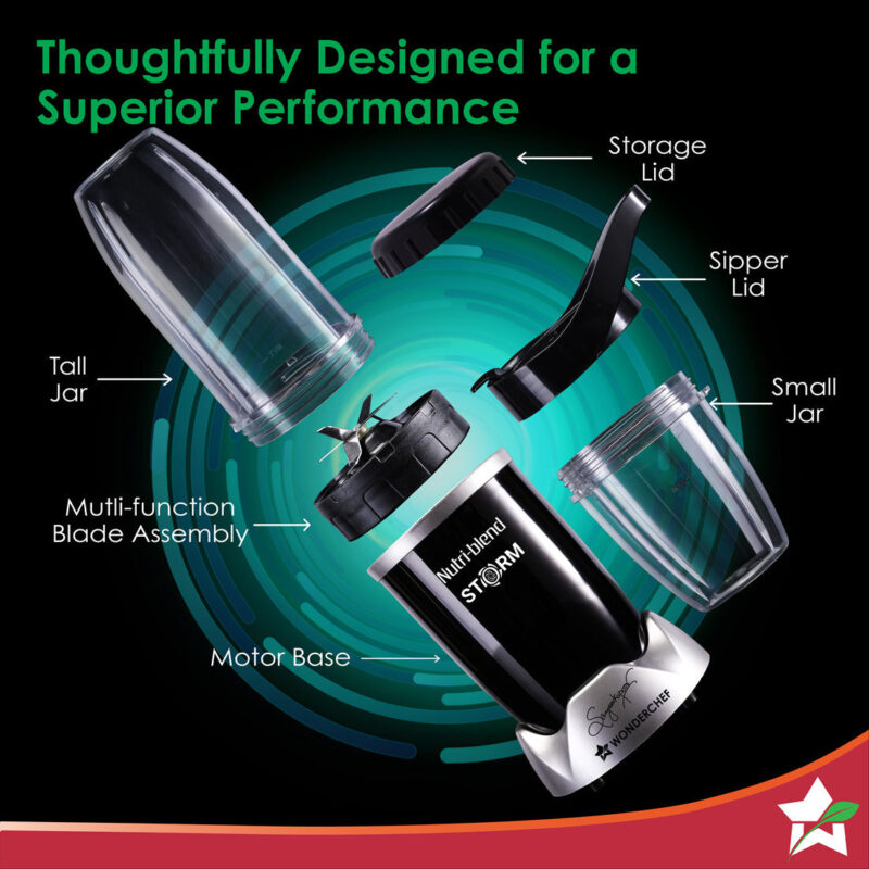 Nutri-blend Storm 1200W | 100% Copper Motor | Sharp 6-wing Stainless Steel Blade | Masalas, Chutney, Nuts, Crush Ice | 2 Jars | 22000 RPM | Sipper Attachment | 2 Year Warranty - Image 5