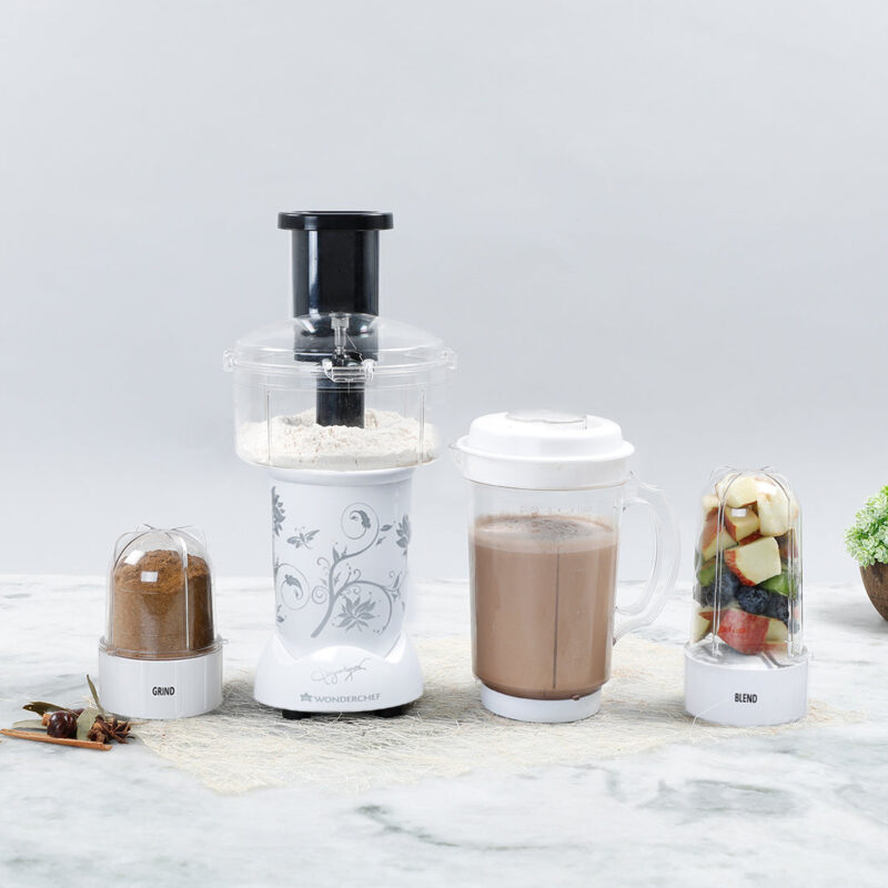 Nutri-blend Juicer, Mixer, Grinder, Smoothie Maker | Food Processor with Atta Kneader | 400W 22000 RPM 100% Full Copper Motor | SS Blades | 4 Unbreakable Jars | 2 Years Warranty | Recipe Book By Chef Sanjeev Kapoor | White - Image 7