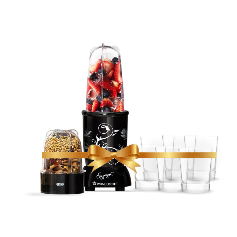 Nutri-blend Black 2 Jar + Crystal Glasses Set of 6, Gift Combo, For Family and Friends, Gift for Diwali and Other Festivals, House Warming - Image 7