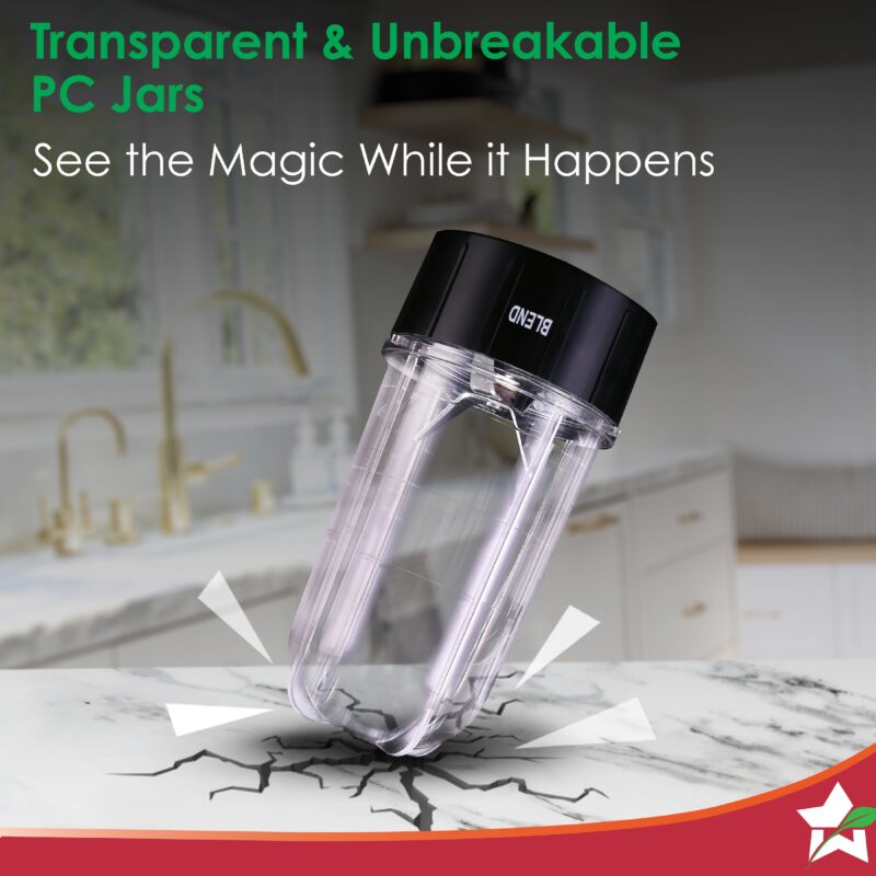 Nutri-blend SMART Automatic Mixer Grinder with Dual Pulse Function|22000 RPM|100% Full Copper Motor|2 Unbreakable Jars| 500 Watt| 2 Years Warranty| Recipe book by Chef Sanjeev Kapoor| Black - Image 6