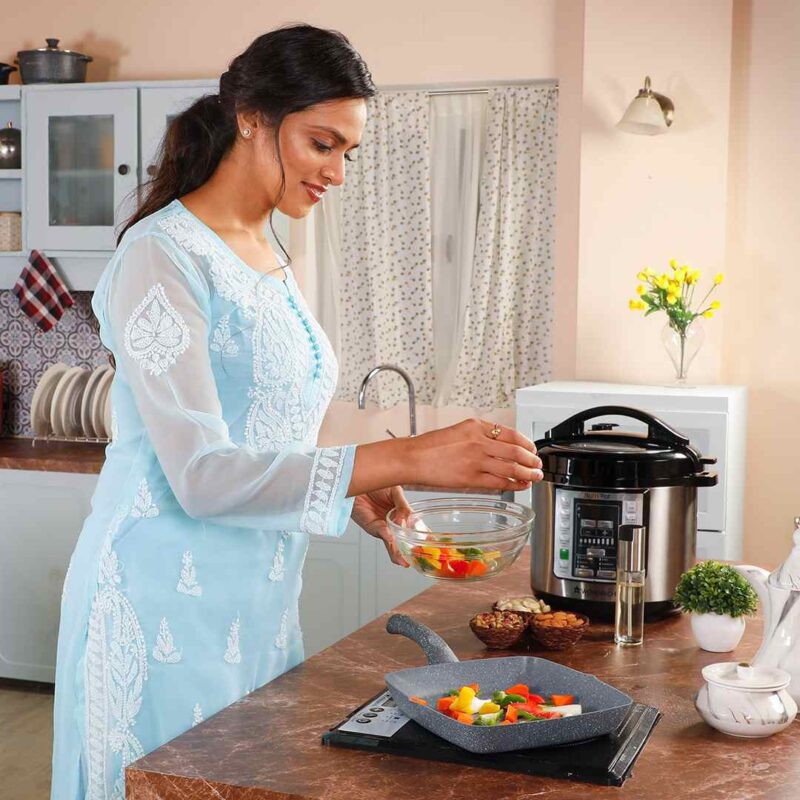 Granite Non-stick Grill Pan, Soft-touch Handle, Virgin Grade Aluminium, PFOA/Heavy metals free, 3.5mm, 2 years warranty, Grey - Image 13