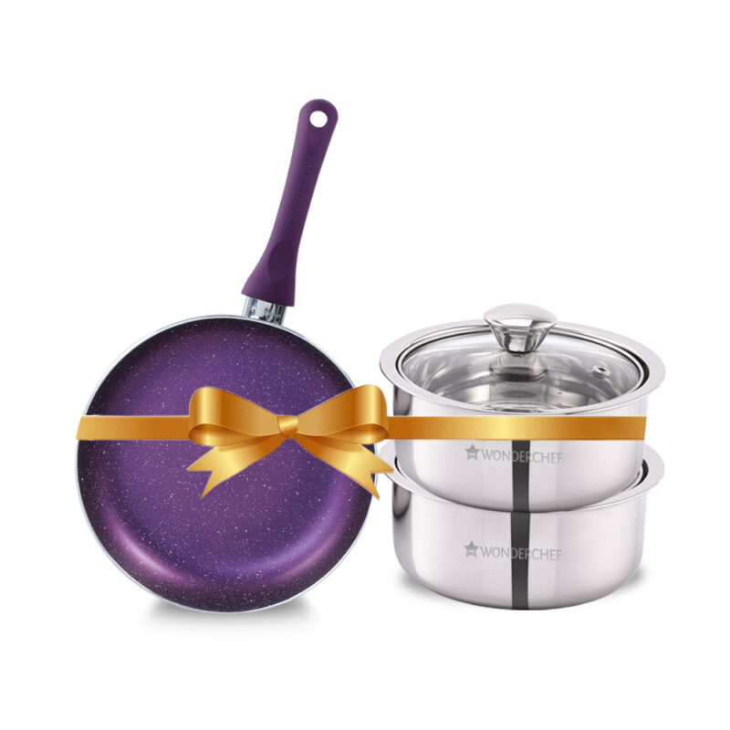 Orchid Fry Pan 24cm + Austin Serving Casserole Set of 2, Gift Combo, For Family and Friends, Gift for Diwali and Other Festivals, House Warming - Image 6