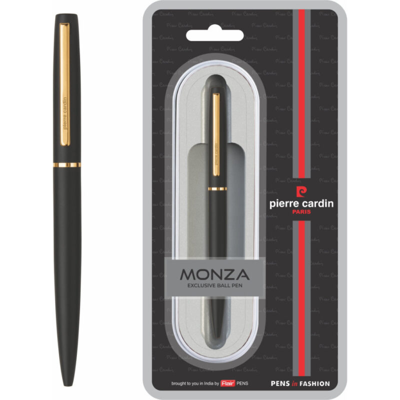Pierre Cardin Monza Matte Black Exclusive Ball Pen - Blue, Pack Of 1