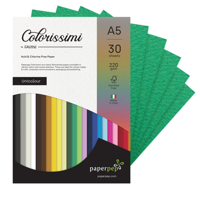 Paper Pep Colorissimi Card Stock 220Gsm A5 Verde (Green) Unicolor Of 30 Sheets